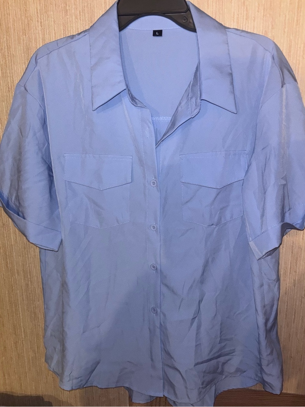 Light Blue Short Sleeve Button-Up Shirt